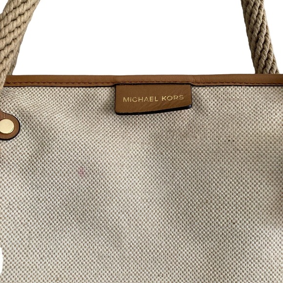 Michael Kors Maritime Beach Tote Canvas Beige X Large Rope Handles - Picture 9 of 15
